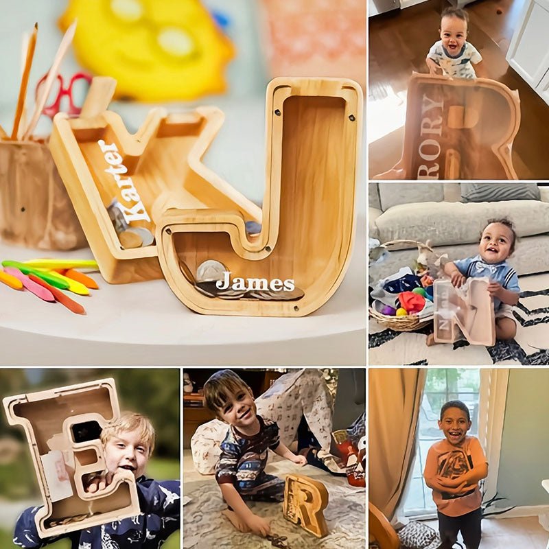 Personalized Boys/Girls Piggy Bank - Wood Gift For Kids - Canvasgiftco