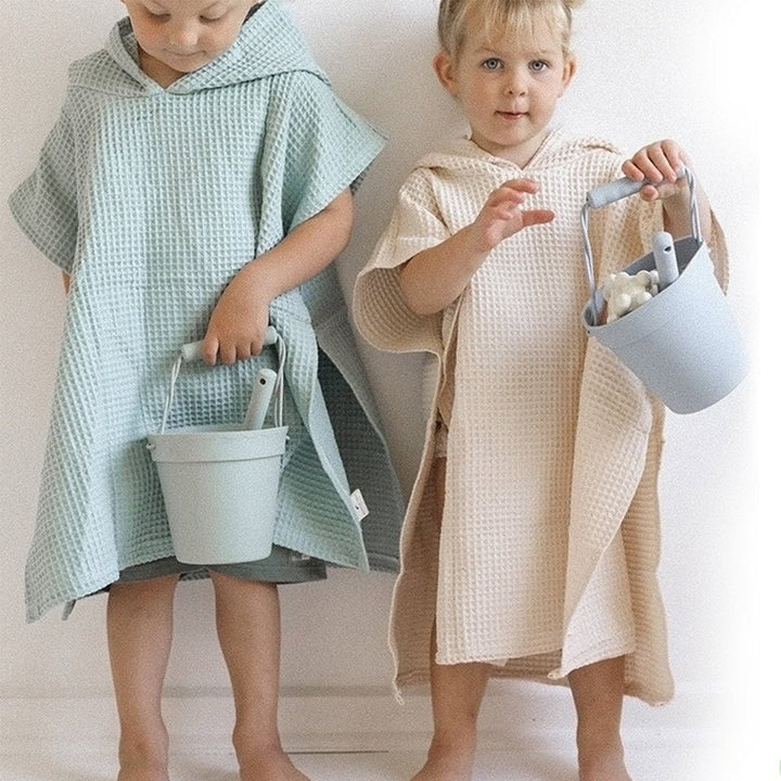 Personalized Embroidery Kids Waffle Bathrobe Cape - Suitable For Children Aged 2 - 7 - Canvasgiftco