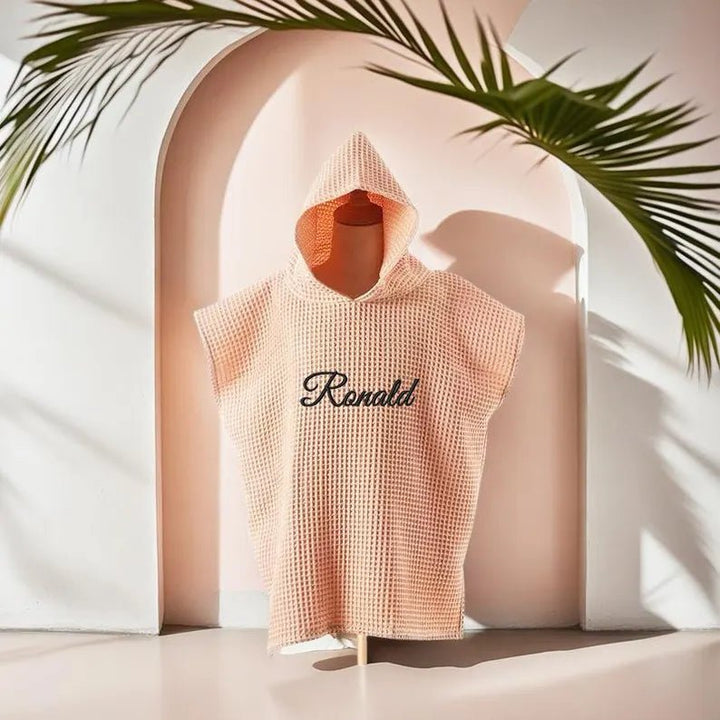 Personalized Embroidery Kids Waffle Bathrobe Cape - Suitable For Children Aged 2 - 7 - Canvasgiftco