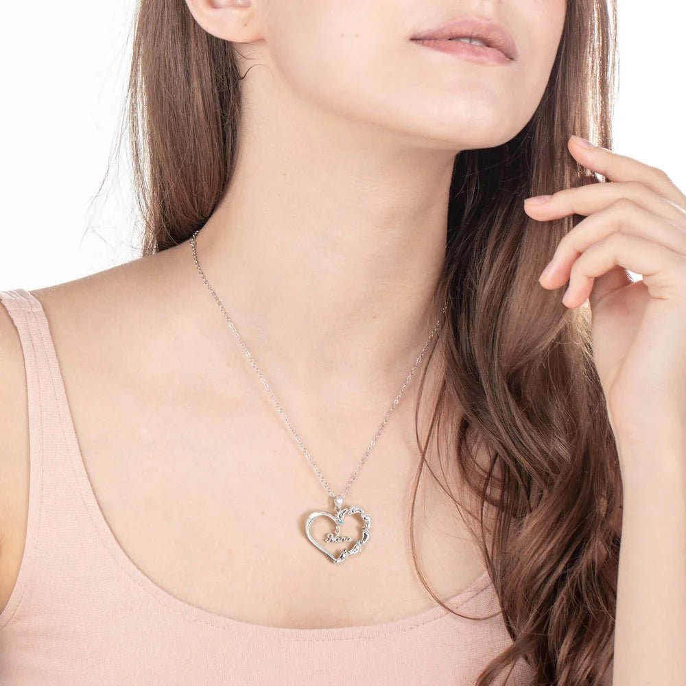 Personalized Engraved Baby Feet Heart Family Necklace with 1-8 Names and Birthstones Mother‘s Day Birthday for Mother Grandma - Canvasgiftco