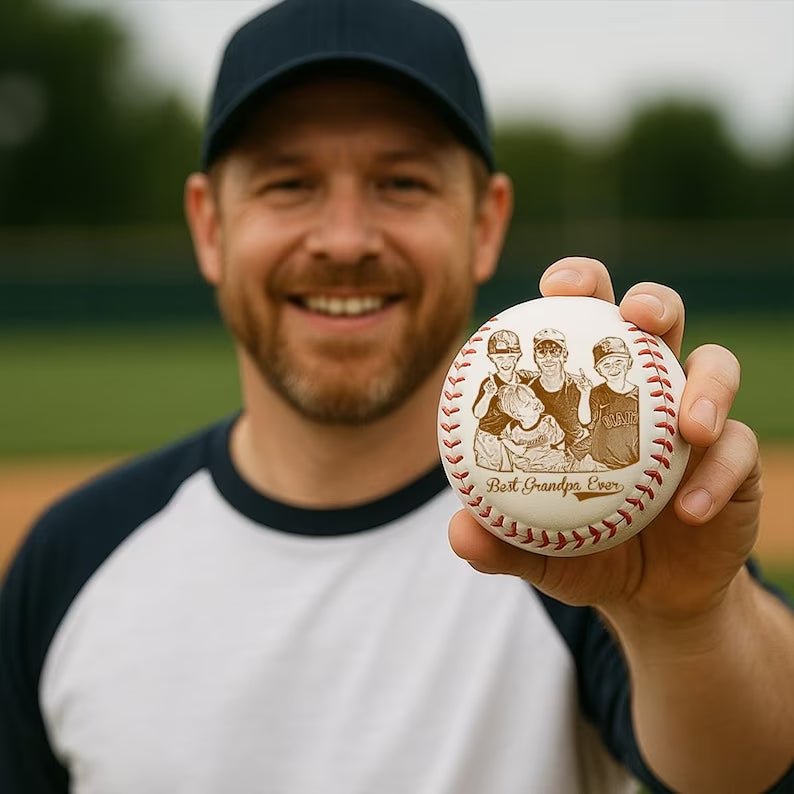Personalized Father's Day Gift – Engrave Your Favorite Photo on Baseball Balls - Canvasgiftco