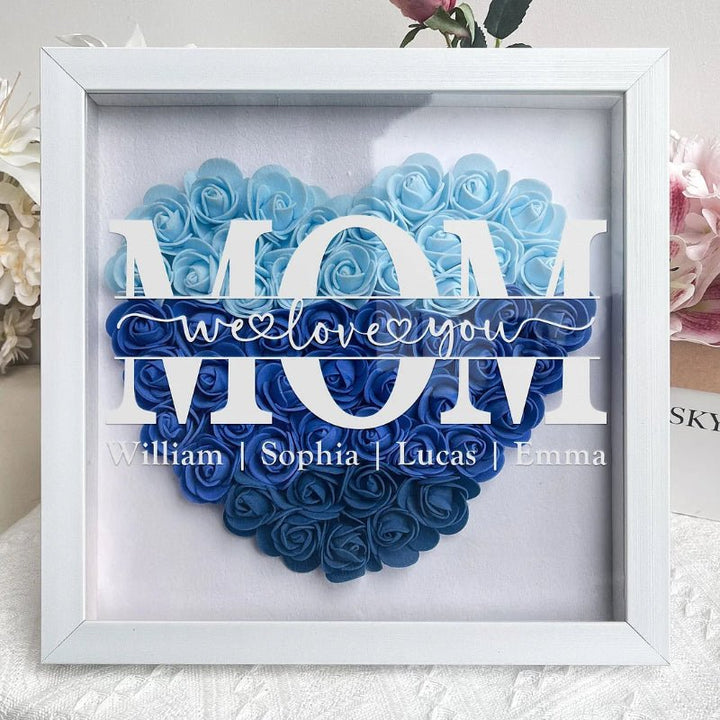 Personalized Flower Heart Shadowbox for Mom - Canvasgiftco