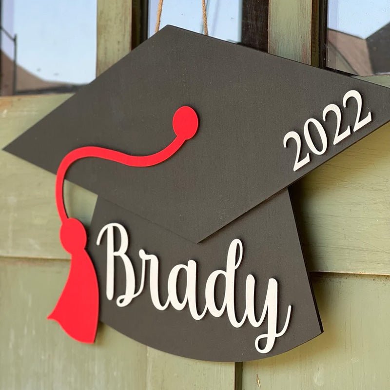 Personalized Graduation Door Hanger 2025 Graduation Gift - Wooden Grad Cap Sign - Canvasgiftco