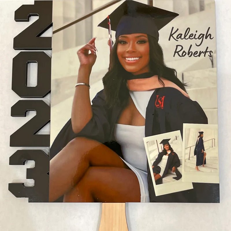 Personalized Graduation Season Laser Cut Wooden Fan - Graduation Sign Plaque - Canvasgiftco