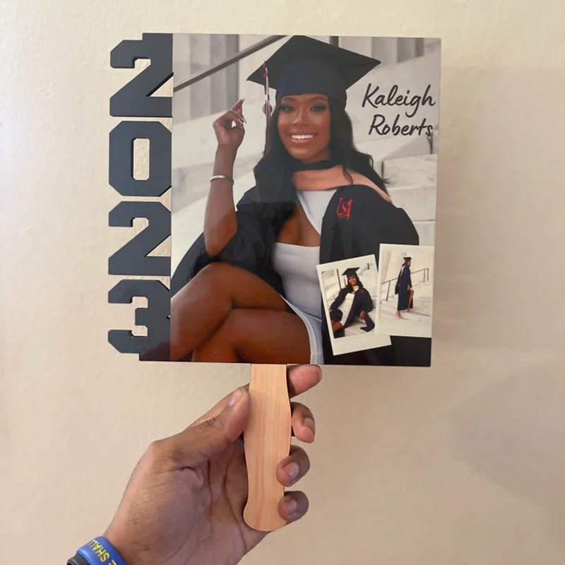 Personalized Graduation Season Laser Cut Wooden Fan - Graduation Sign Plaque - Canvasgiftco