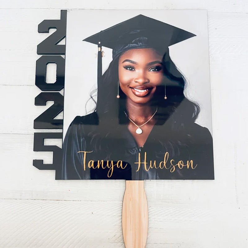 Personalized Graduation Season Laser Cut Wooden Fan - Graduation Sign Plaque - Canvasgiftco