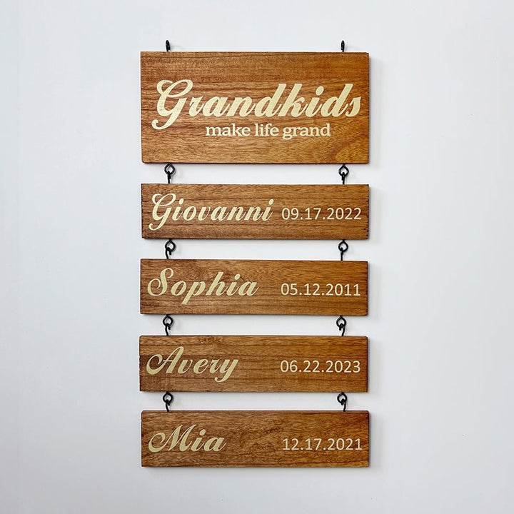 Personalized Grandkids Hanging Sign | 2024 Version Printed Design - Canvasgiftco