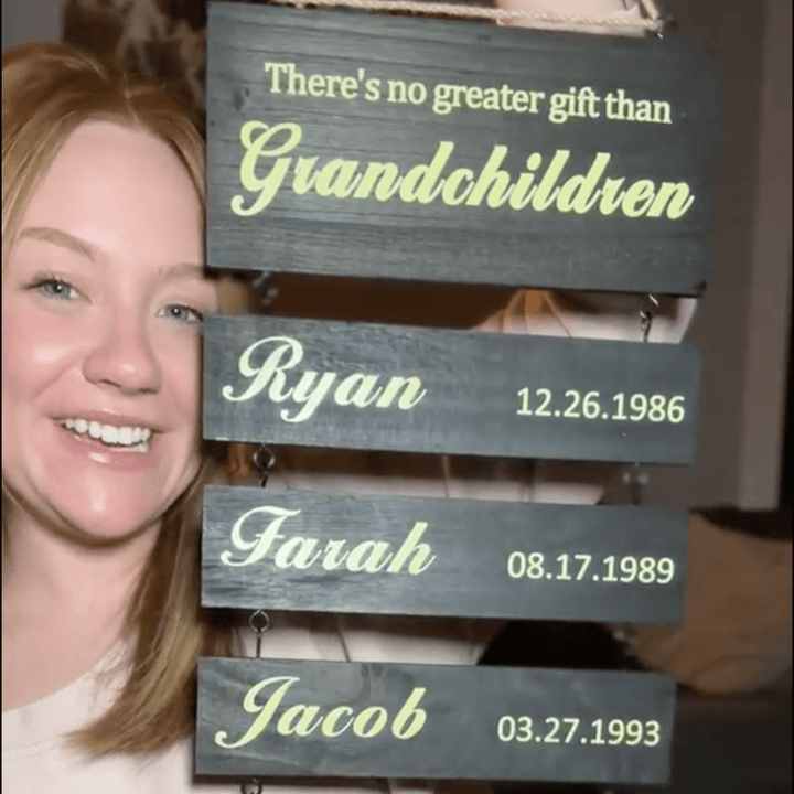 Personalized Grandkids Hanging Sign | 2024 Version Printed Design - Canvasgiftco