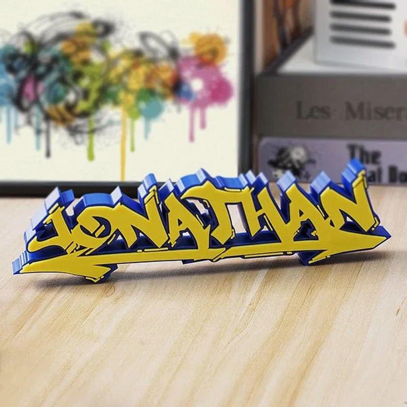 Personalized multi - color 3D printed graffiti nameplate - Canvasgiftco