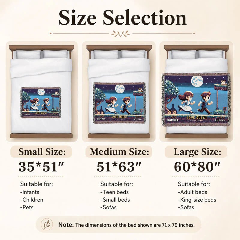 Personalized Pixel Love Quest Blanket – Turn Your Photo Into A Retro Game Adventure - Canvasgiftco