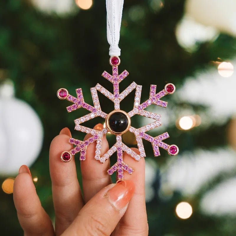 Personalized Projection Ornament Custom Photo Snowflake Christmas Ornament Gifts - Canvasgiftco