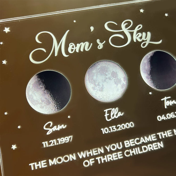 Personalized Real Moon Phase LED Light Painting - Mom's Sky - Canvasgiftco