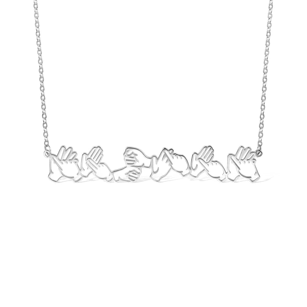 Personalized Sign Language Necklace with Fingerspelling Name Charm - Canvasgiftco