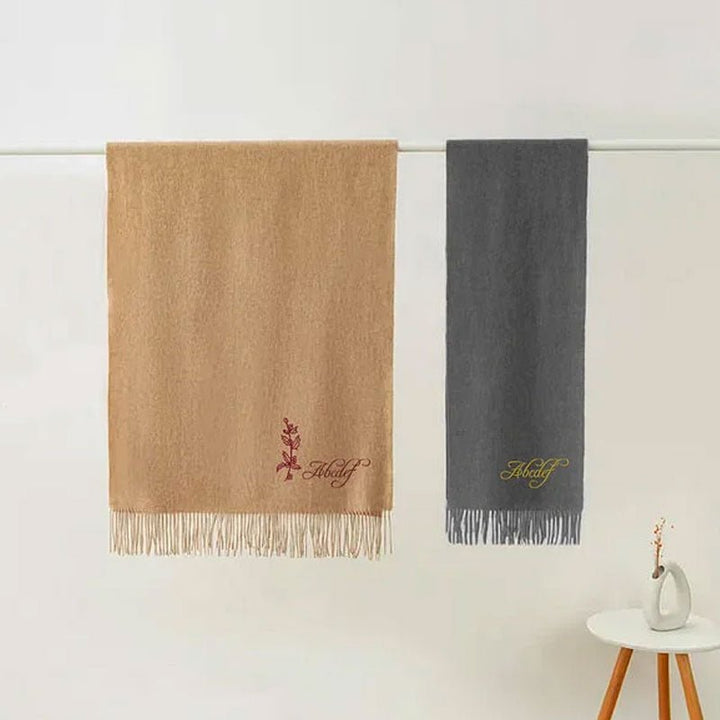 Personalized Ultra - Soft Warm Scarf with Birth Flower and Custom Text - Canvasgiftco