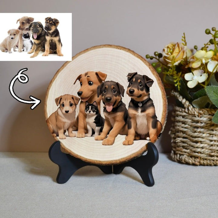 Personalized Wood Pile Tree Rings Cartoon Portrait - Canvasgiftco