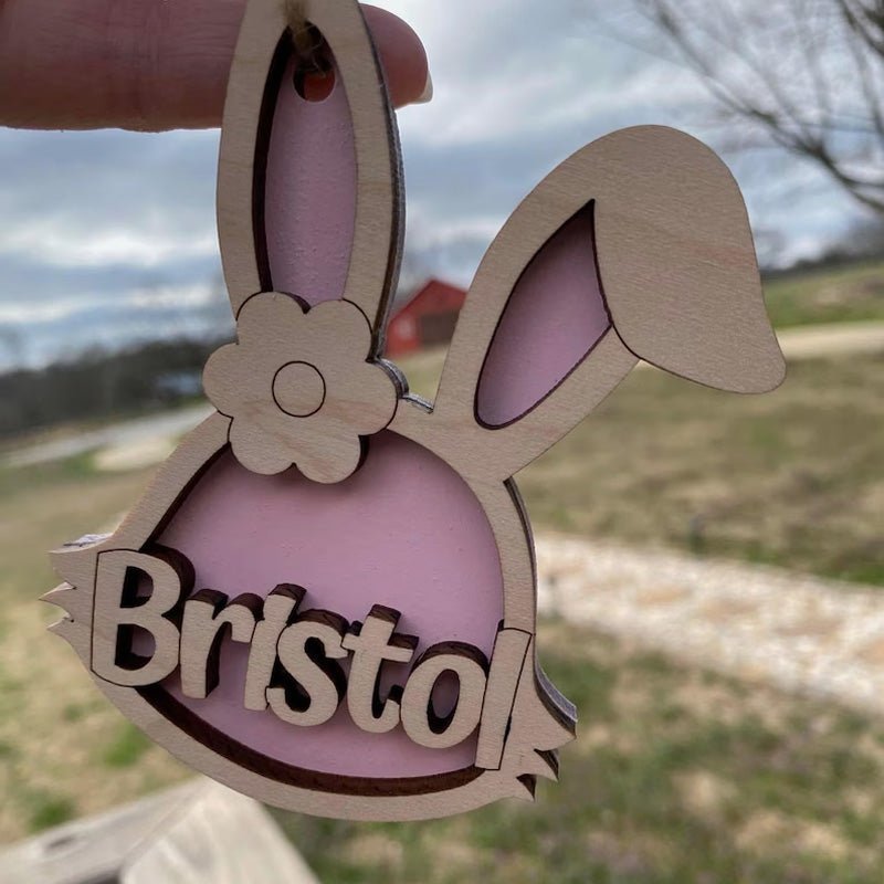 Personalized Wooden Easter Bunny Basket Tags - Canvasgiftco