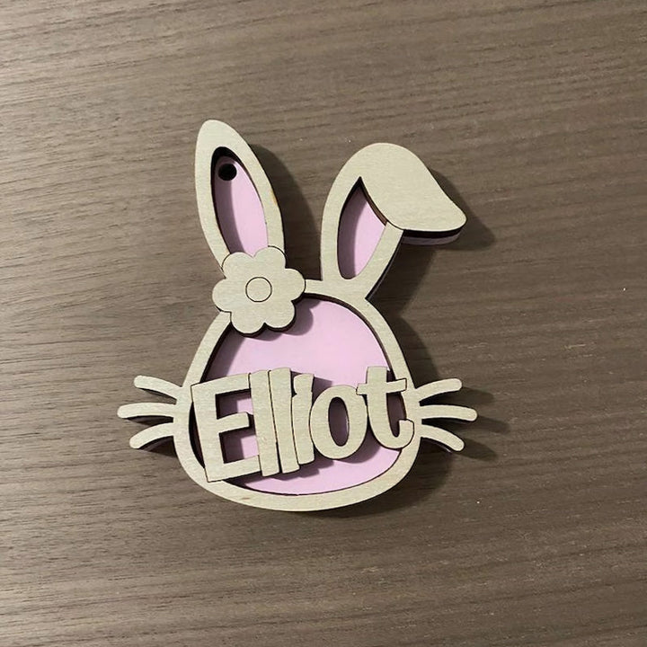 Personalized Wooden Easter Bunny Basket Tags - Canvasgiftco