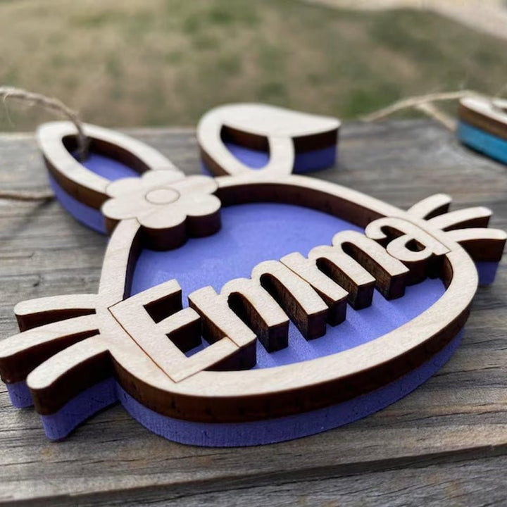 Personalized Wooden Easter Bunny Basket Tags - Canvasgiftco