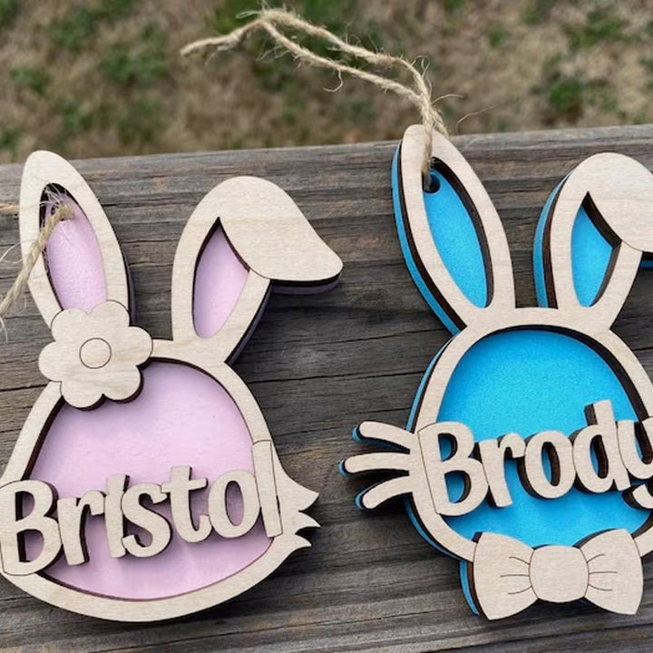 Personalized Wooden Easter Bunny Basket Tags - Canvasgiftco