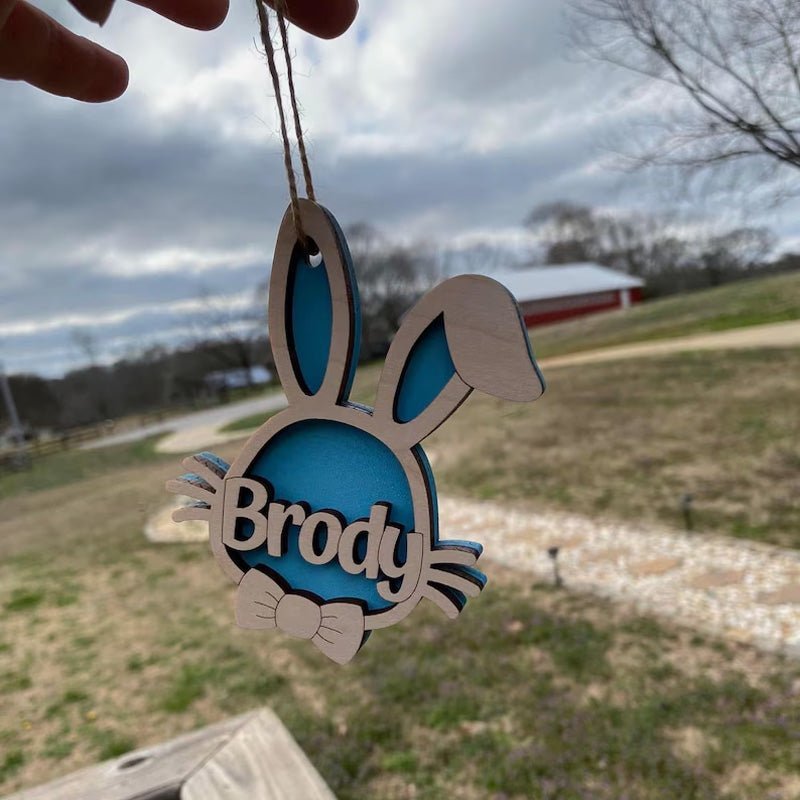 Personalized Wooden Easter Bunny Basket Tags - Canvasgiftco
