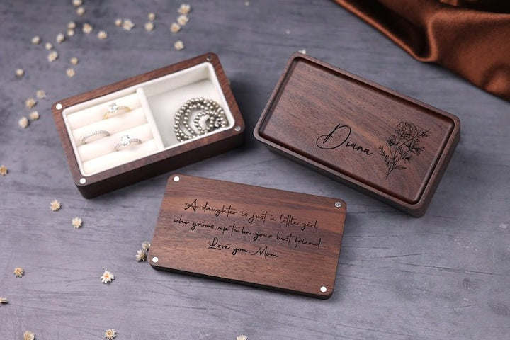 Personalized Wooden Jewelry Box - Birthday/Mother's Day Gift for Her - Canvasgiftco