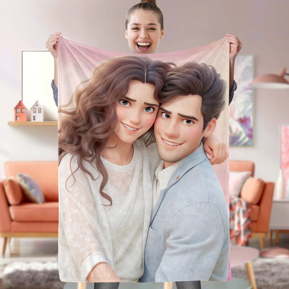 Photo Cartoonization - Personalized Blanket - Canvasgiftco