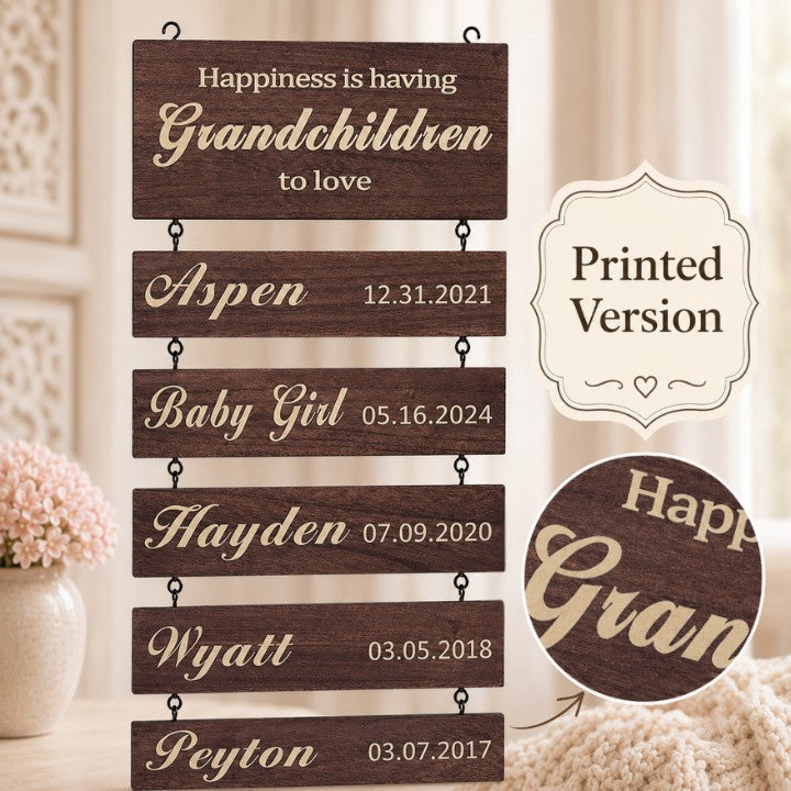 Personalized Grandkids Hanging Sign | Printed Version