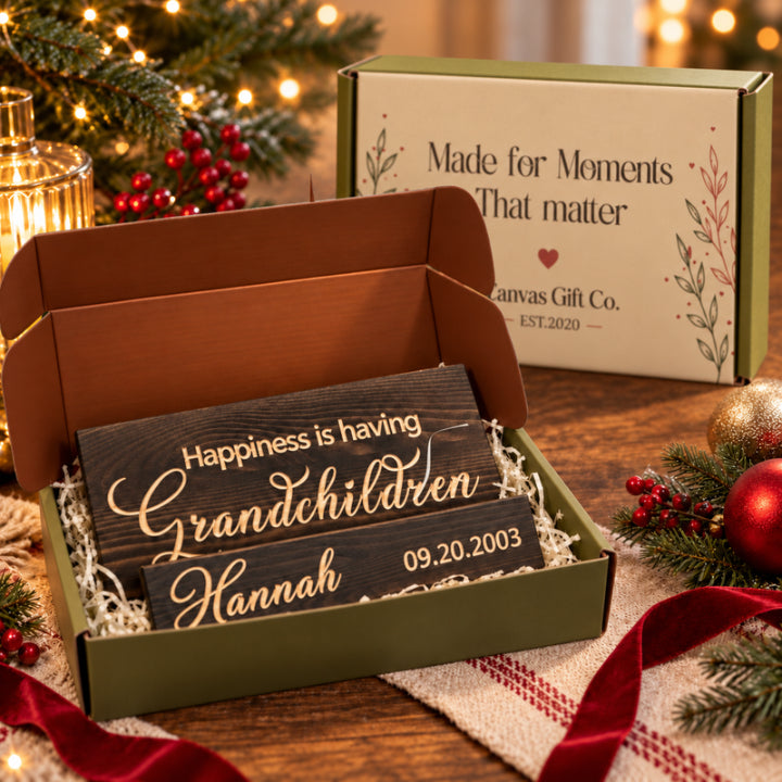 🆕 Personalized Grandkids Hanging Sign | Signature Engraved Version