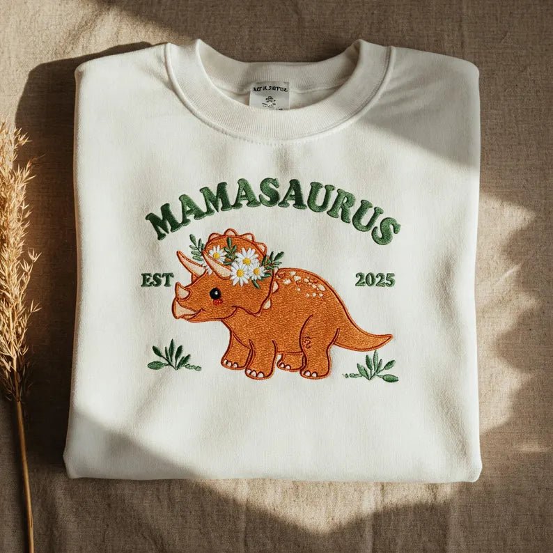 "Rawr means I Love You" Embroidered Dinosaur Mom Hoodie - Canvasgiftco