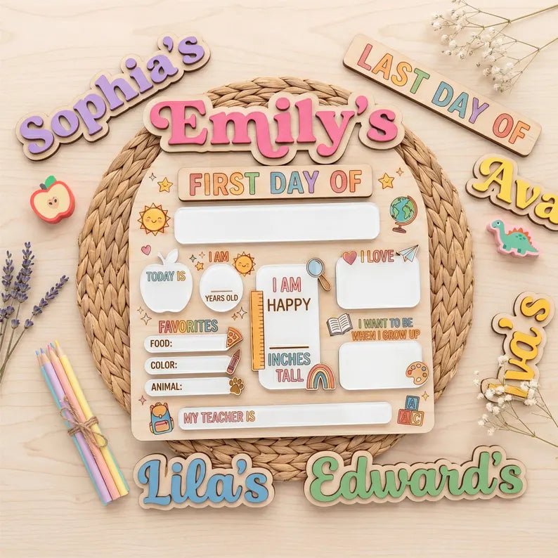 Reusable Personalized First & Last Day of School Board - Canvasgiftco