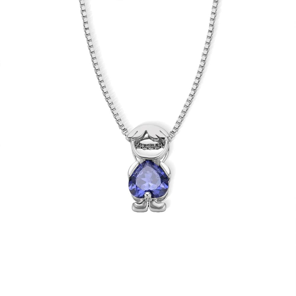 Vintage 80s Boy & Girl Charm Sterling Silver Pendant Necklace - Mother's Day Birthday Gift - Canvasgiftco